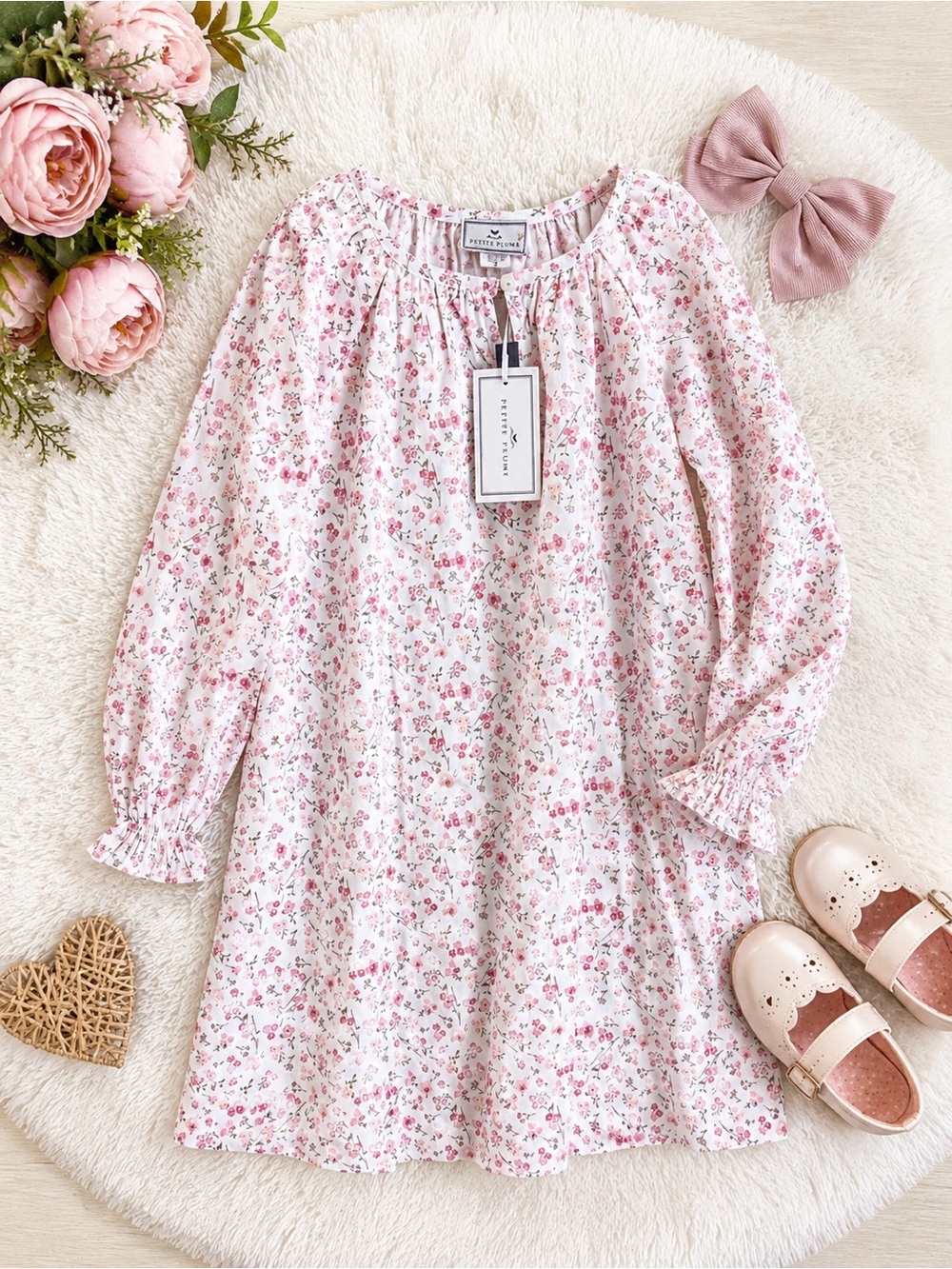 Petite Plume Dorset Floral Delphine Size 3 Pink Floral Long Sleeve Nightgown